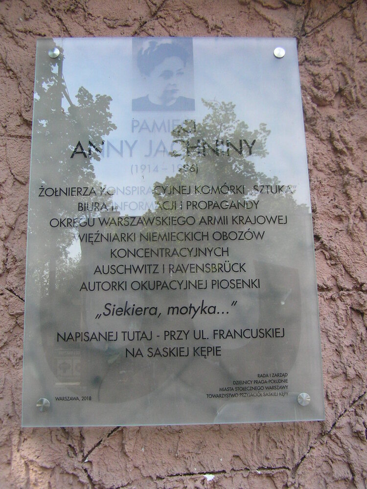Francuska 15 - tablica pamięci Anny Jachniny