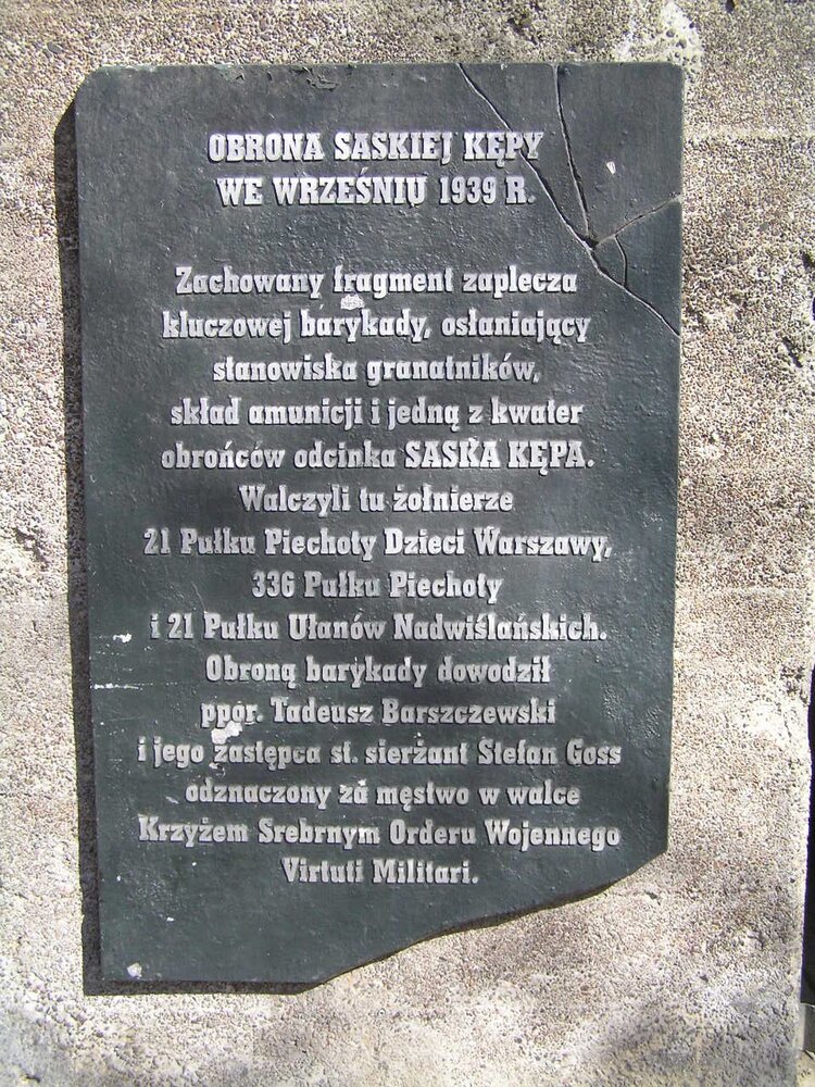 Tablica upamiętniająca Barykadę 1939