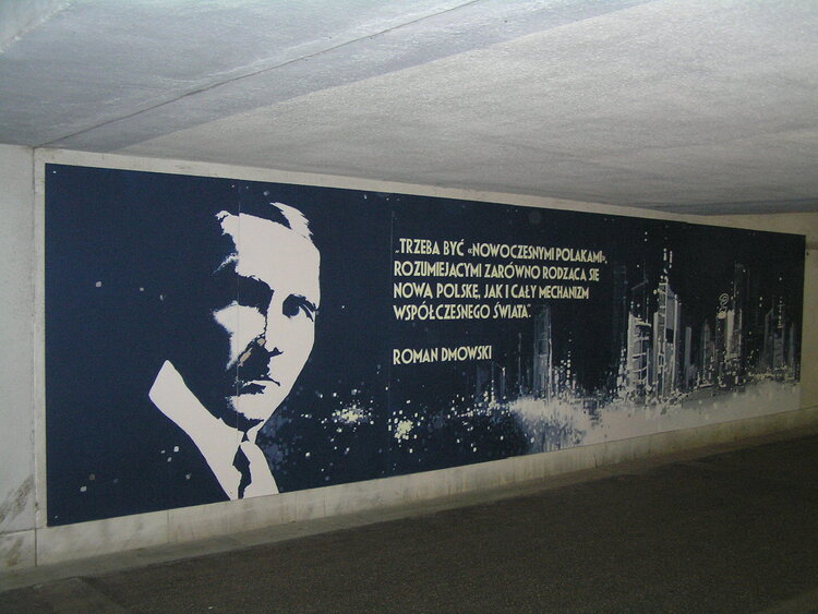 Mural Roman Dmowski na Dworcu Wschodnim