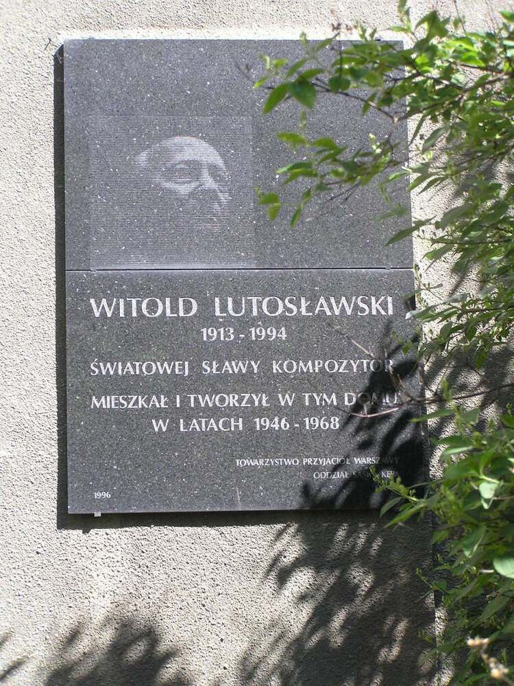 Witold Lutosławski tablica pamiętkowa - Zwycięzców 39 Warszawa