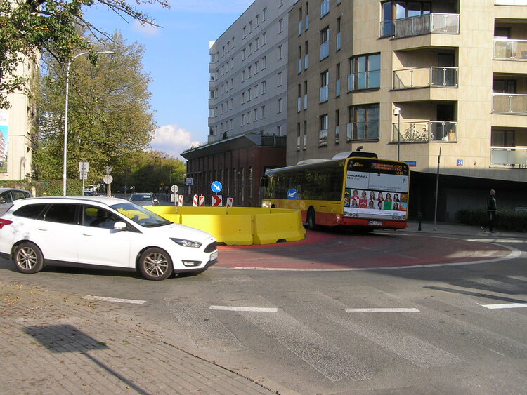 Tymczasowe rondo na Kamionku